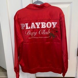 Playboy by Pacsun zip up jacket in red. Worn once size small!
